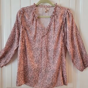 Anthro Dolan Pink Muted Animal Print Top Sz L